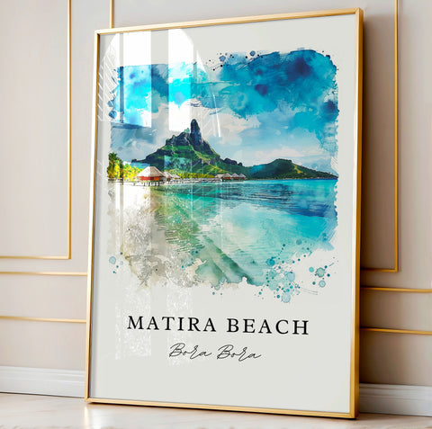 Matira Beach Art Print, Matira Beach Print, Bora Bora Wall Art, Bora Bora Gift, Travel Print, Travel Poster, Travel Gift, Housewarming Gift