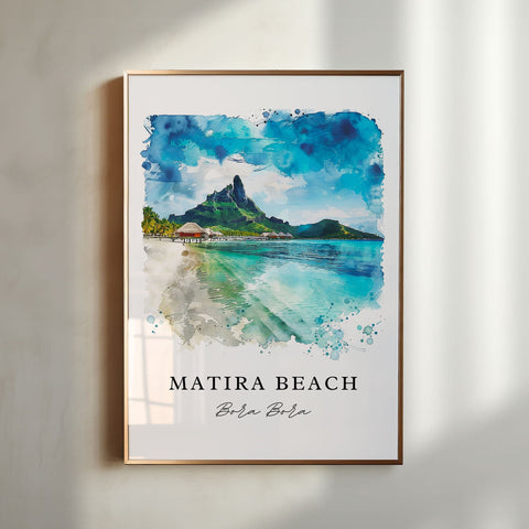 Matira Beach Art Print, Matira Beach Print, Bora Bora Wall Art, Bora Bora Gift, Travel Print, Travel Poster, Travel Gift, Housewarming Gift