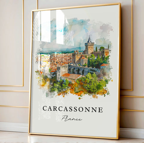 Carcassonne Art Print, Carcassonne Print, France Wall Art, Carcassonne Gift, Travel Print, Travel Poster, Travel Gift, Housewarming Gift