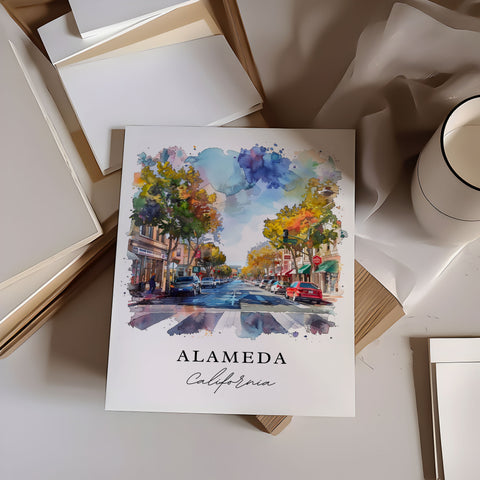 Alameda CA Art Print, Alameda Print, California Wall Art, Alameda Gift, Travel Print, Travel Poster, Travel Gift, Housewarming Gift