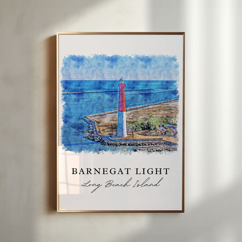 Barnegat Light LBI Art, Barnegat Light Print, Long Beach Island Wall Art, LBI Gift, Travel Print, Travel Poster, Housewarming Gift