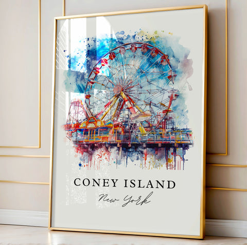 Coney Island Art Print, Coney Island Print, Brooklyn Wall Art, Coney Island NY Gift, Travel Print, Travel Gift, Housewarming Gift
