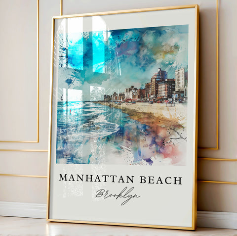 Manhattan Beach NY Art, Brooklyn Print, Manhattan Beach Wall Art, Brooklyn Gift, Travel Print, Travel Poster, Travel Gift, Housewarming Gift