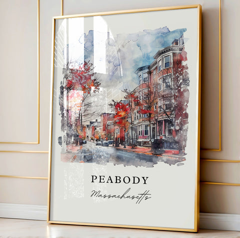 Peabody MA Art Print, Peabody Print, Massachusetts Wall Art, Peabody Gift, Travel Print, Travel Poster, Travel Gift, Housewarming Gift