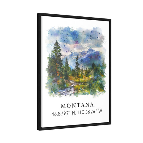 Montana wall art - Montana print with coordinates, Framed and Unframed Options - Wedding gift, Birthday present, Personalization Available