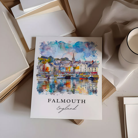 Falmouth Art Print, Falmouth England Print, England Wall Art, UK Gift, Travel Print, Travel Poster, Travel Gift, Housewarming Gift