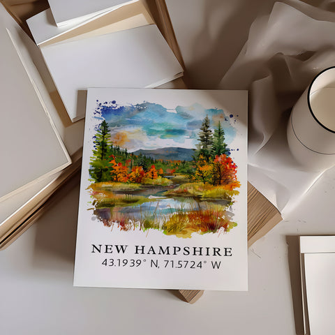 New Hampshire wall art - New Hampshire print with coordinates, Framed and Unframed Options - The Perfect Gift, Personalization Available