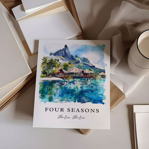 Four Seasons Bora Bora Art, Bora Bora Print, Bora Bora Wall Art, Bora Bora Gift, Travel Print, Travel Poster, Travel Gift, Housewarming Gift