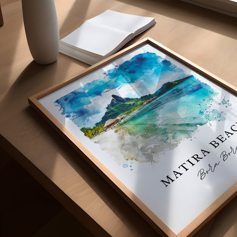 Matira Beach Art Print, Matira Beach Print, Bora Bora Wall Art, Bora Bora Gift, Travel Print, Travel Poster, Travel Gift, Housewarming Gift