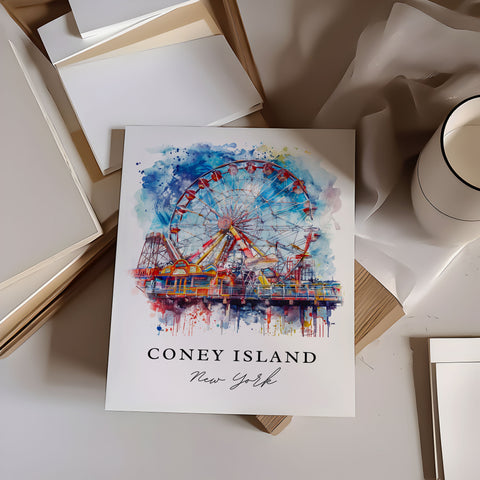 Coney Island Art Print, Coney Island Print, Brooklyn Wall Art, Coney Island NY Gift, Travel Print, Travel Gift, Housewarming Gift
